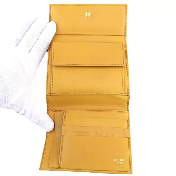 CELINE tri-fold wallet Macadam beige PVC ?~ leather Authentic used - Picture 6 of 10